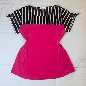 Hot pink blouse with stripped